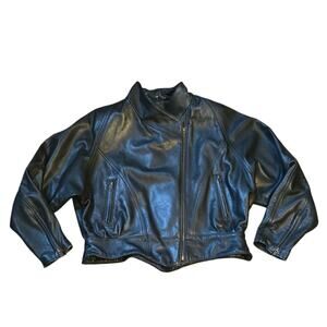 Fox Creek Womens XL Leather Jacket Black Motorcycle Vintage